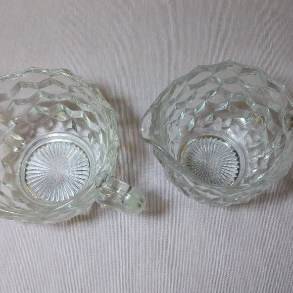 Jeannette Glass Sugar and Creamer Cube Cubist Pattern, Clear Depression Glass - Picture 3 of 6